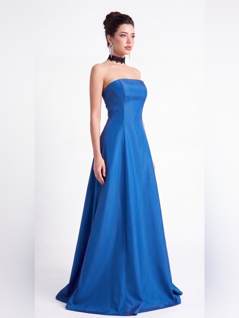 Vintage Jessica McClintock Gunne Sax Royal Blue Strapless Formal Ball Gown
